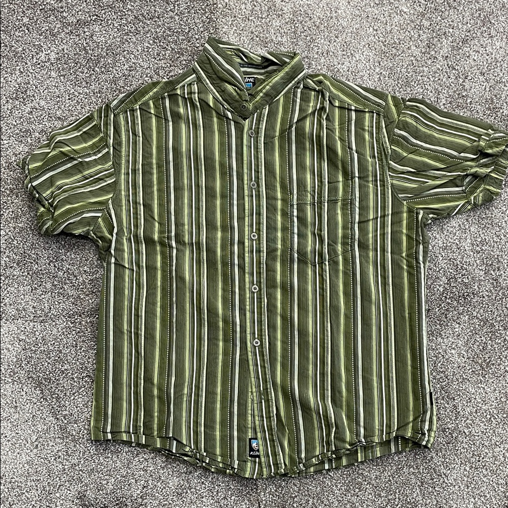 Kuhl Green Striped Button-Down Shirt